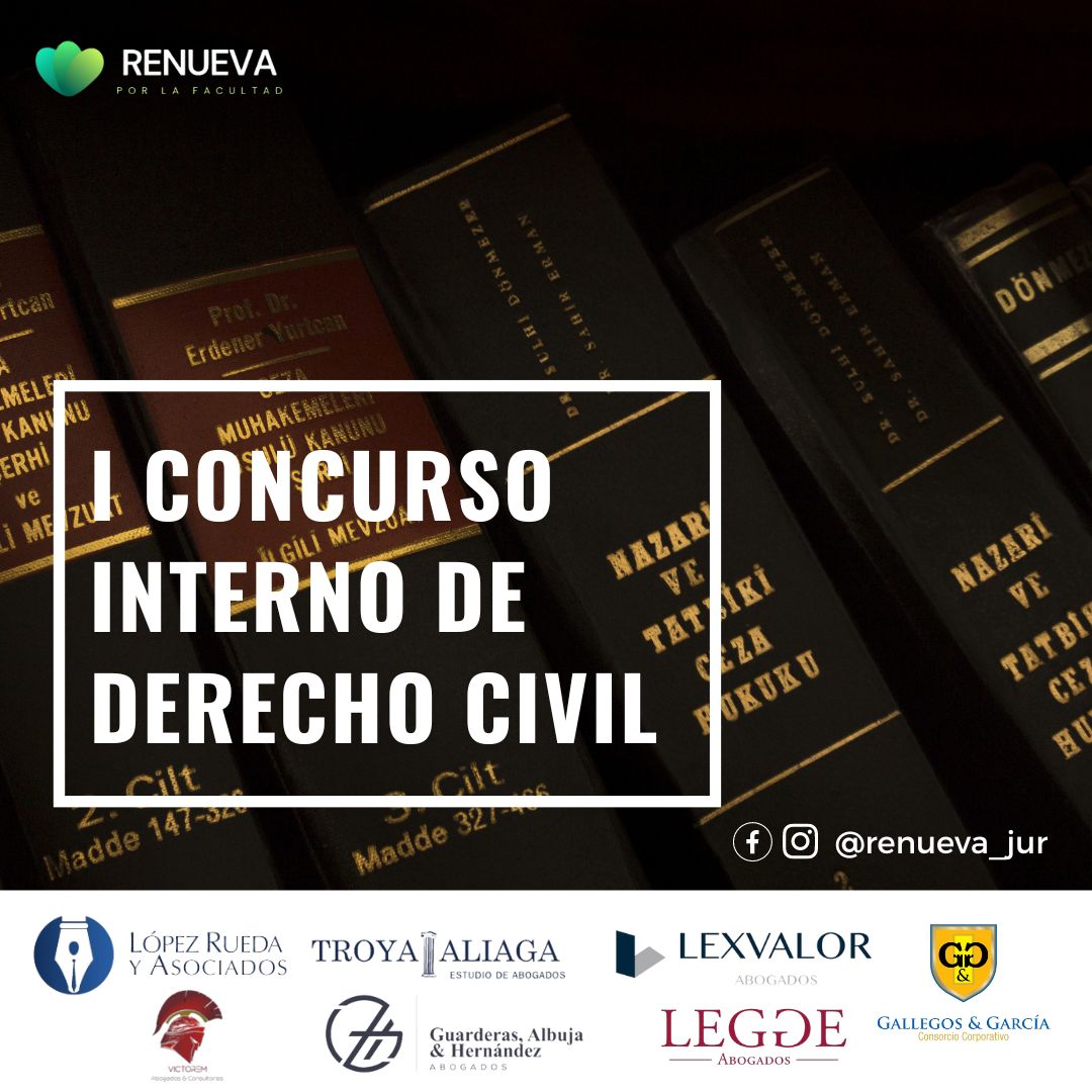 RenuevaJ's tweet photo. I Concurso Interno de Derecho Civil.

Pon aprueba tus conocimientos en el ámbito civil.

Del 31 de octubre al 24 de noviembre de 2022

Más información 0983809004/0988488851/0983365563

Exclusivo para estudiantes de @DerechoPUCE 

#JurisprudenciaSeRenueva https://t.co/Ukfalqeax4