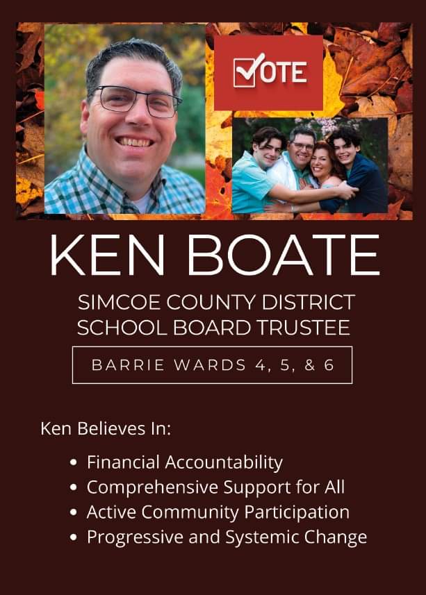 boatek's tweet photo. Folks, it has been a absolute blast. Thank you to all who have supported my campaign. Monday the #Barrie voters have their say &amp; I look forward to their decision! For voting assistance, call 705-728-8683, polls close at 8pm.
#vote4boate #scdsb #onted #onpoli #vote #choosewisely https://t.co/KHiGT8rUcm