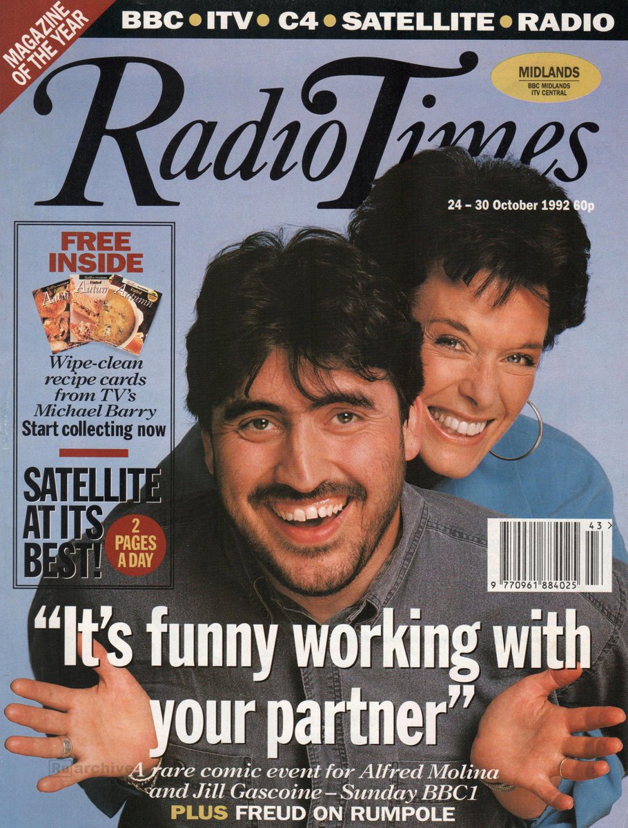 From w/c 24 October 1992 : Alfred Molina and Jill Gascoine appeared on the front of trhe Radio Times stating 'It's funny working wtih your partner' #90s