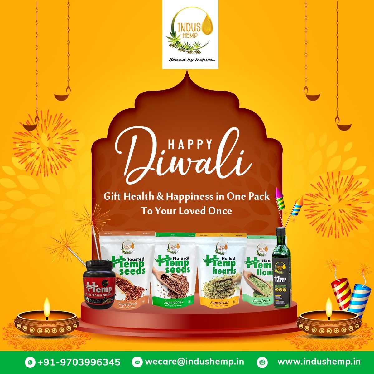 May this Diwali fill your life with joy 🥰, peace 😇 , goodness 😊, wealth🤩, good health 💪, and prosperity🥳! Indus Hemp wishes you a 🎆Happy Diwali 🎇 #Diwali #Diwali2022 #FestivalOfLights #hemp #hemplife #indushemp #hempseedoil #hempseeds #hempflour #hempprotein #hemphearts
