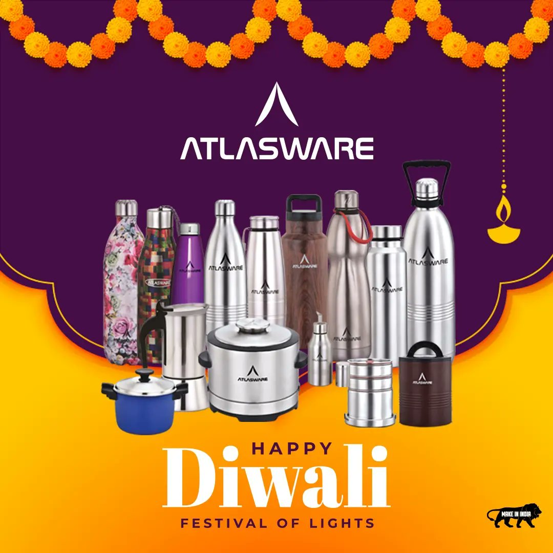 atlaswareglobal's tweet photo. May the festival of Diwali sparkle your life with sparkling lamps and crackling fireworks and infuse it with happiness, success and health. Warm Diwali wishes for you and your family. 

#Diwali2022 #Atlasware #Madeinindia #Stainlesssteel #Vacuumflask #Staysafe #StayHealthy https://t.co/UHwQ4s2aSZ