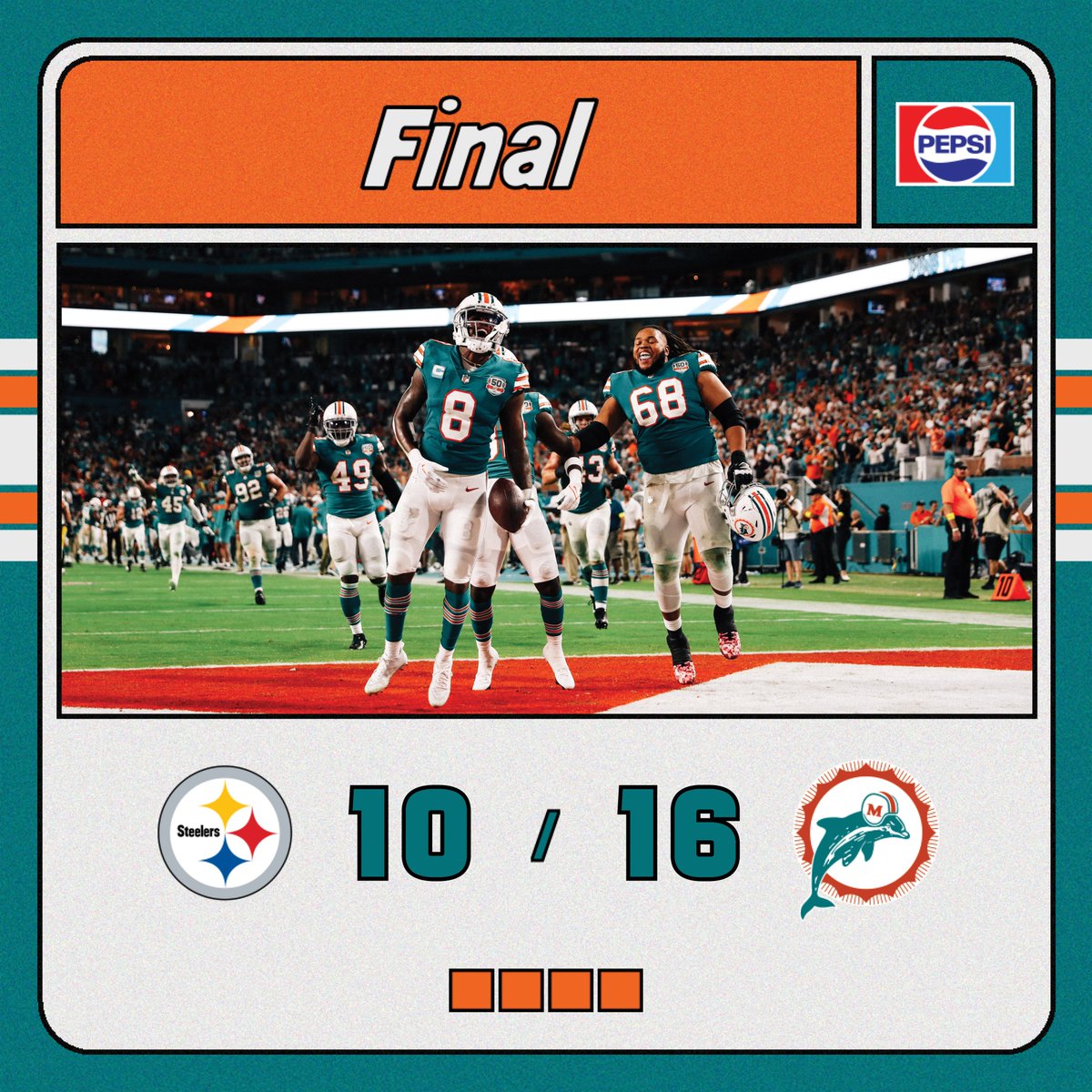 MiamiDolphins's tweet photo. FINS FOR THE WIN: #SNF EDITION 🎉 https://t.co/Nor66rKLQt