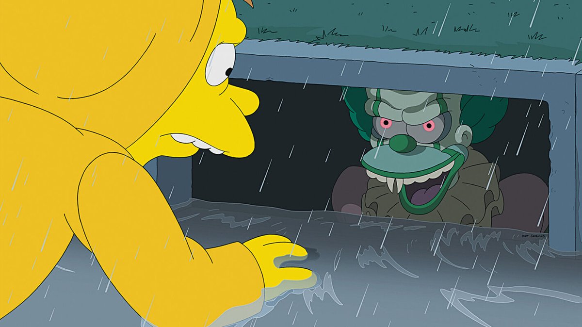 VegasFilmCritic's tweet photo. #thesimpsons 20 minutes parody of #IT tonight (Treehouse of Horror Presents: Not It) was just brilliant. Best episode in years! The final credits with Krusty as #Krusto - the images were truly disturbing. Bravo! @CesarWeGetIt @mattselman @FOXTV #Halloween https://t.co/fmlXJJlJex