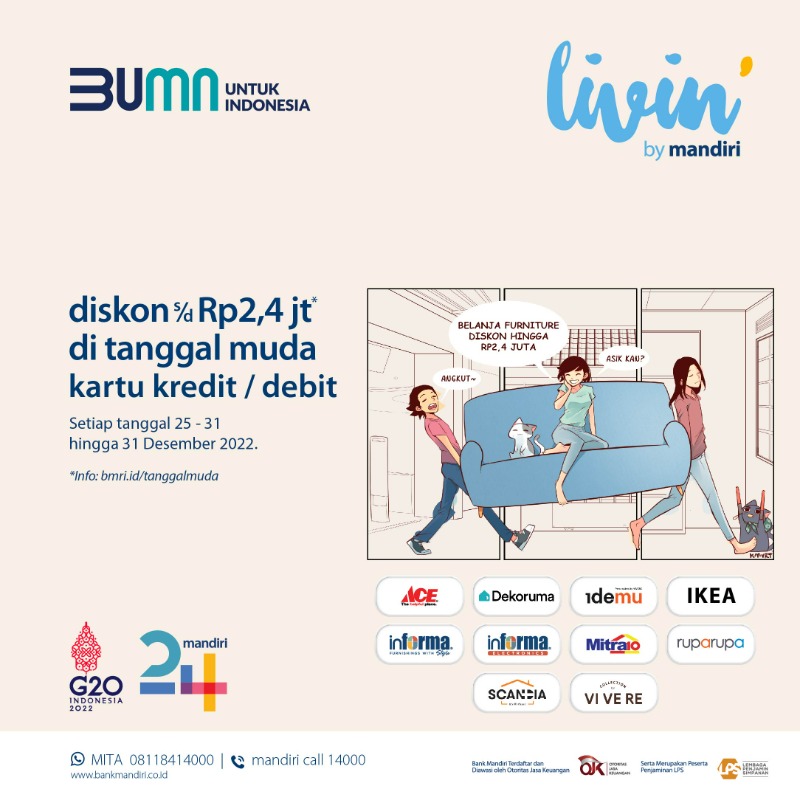 bankmandiri's tweet photo. Wujudkan wishlist kamu mumpung gajian

Berlaku setiap tanggal 25 - 31 hingga Desember 2022

Info selengkapnya https://t.co/hu8LANtK2g