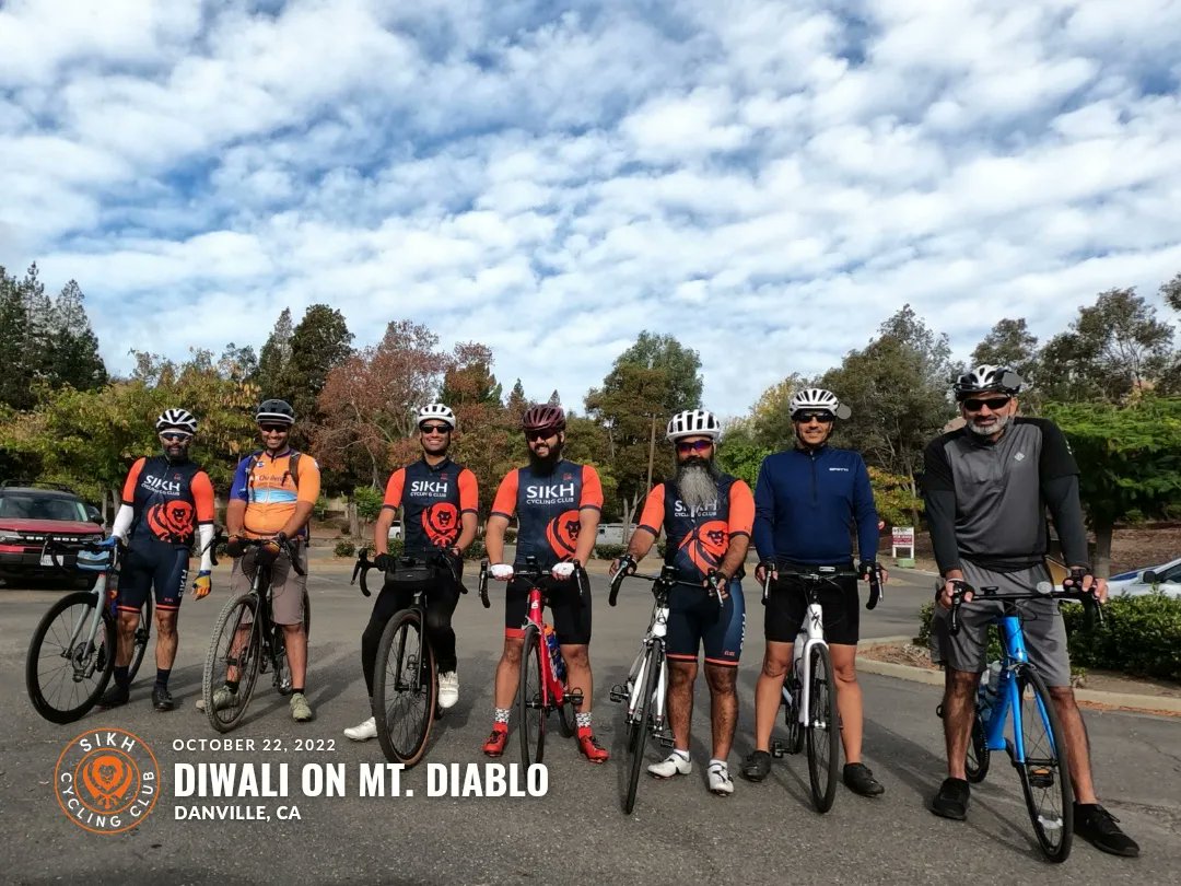 SikhCyclingClub's tweet photo. Happy Diwali and Bandi Chhorh Divas! 

We celebrated yesterday by riding up Mt. Diablo in Danville, CA, a leg-lighting 4,000 foot climb over 15 miles to the peak. We were joined by new members who set personal records for climbing. We were honored to witness their achievements! https://t.co/pXnusSZW9n