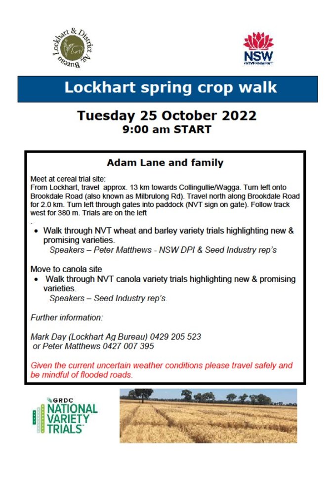 #fieldday Lockhart IS STILL ON tomorrow..... Tuesday 25 October At 9.00 am @nswdpi @NVT_Online @theGRDC @GRDCNorth