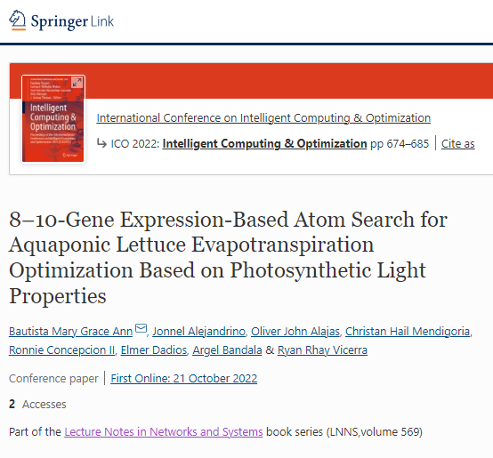 ronn_concepcion's tweet photo. Our newest publication is about the sustainability in aquaponic lettuce cultivation by using advanced evolutionary computing in optimizing evapotranspiration. https://t.co/nxWBLAxPOq

#sustainability #evolutionarycomputing #digitalagriculture #animo https://t.co/aXGdmFoEVi