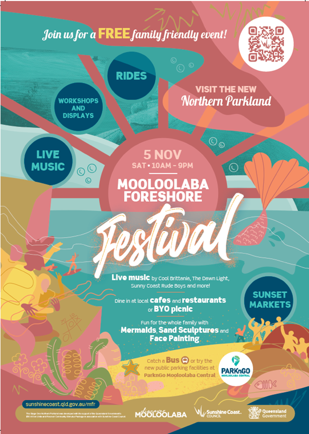 CouncilSCC's tweet photo. πͺ Mooloolaba Foreshore Festival on π
Nov 5
Event details π https://t.co/mAFyWTw2NS
πAdded bonus, Beach 5s Rugby three-day event will be running on Mooloolaba Beach, a great sport spectacle π
Nov 4-6
#mooloolabaparkngo #visitsunshinecoast #discovermooloolaba https://t.co/UPIUGStTZT
