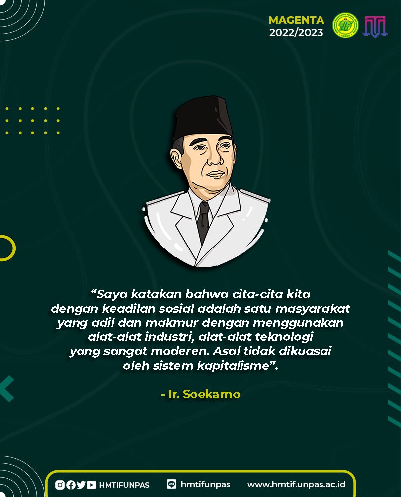 [Today Quote ]

Halo Teman-teman!!
Gimana nih kabarnya? Ada quote dari presiden pertama Indonesia Ir. Soekarno.

Semoga bermanfaat untuk tetap menjaga semangat kalian yaa😉

------
Kabinet Magenta
HMTIF-UNPAS 2022/2023

#KabinetMagenta
#hmtifunpas
#informatikaunpas