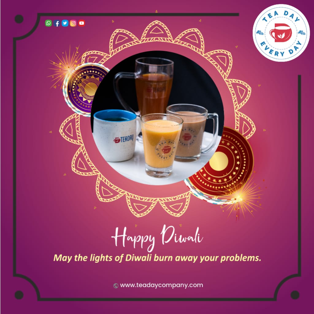 TeaDayCompany's tweet photo. Tea Day wishes you a Bright Diwali with full of Health and Happiness! 💫🪔

#happydiwali #diwali2022 #diwaliwishes #teaday #teadaycompany #teadaybangalore #teadayfranchise #chailover #tealover #chaiaddict #foodielovers #newbusiness #mybusiness #smallbusiness https://t.co/sY81lc5GIP