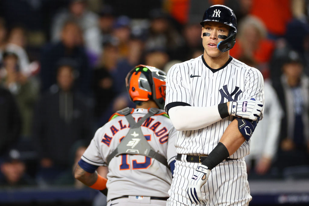 ESPNInsights's tweet photo. The Yankees' last five ALCS appearances:

2022 - lost to Astros
2019 - lost to Astros
2017 - lost to Astros
2012 - lost to Tigers
2010 - lost to Rangers

The Yankees are the first team in MLB history to lose 5 straight LCS appearances. https://t.co/VqD3DjGEY0