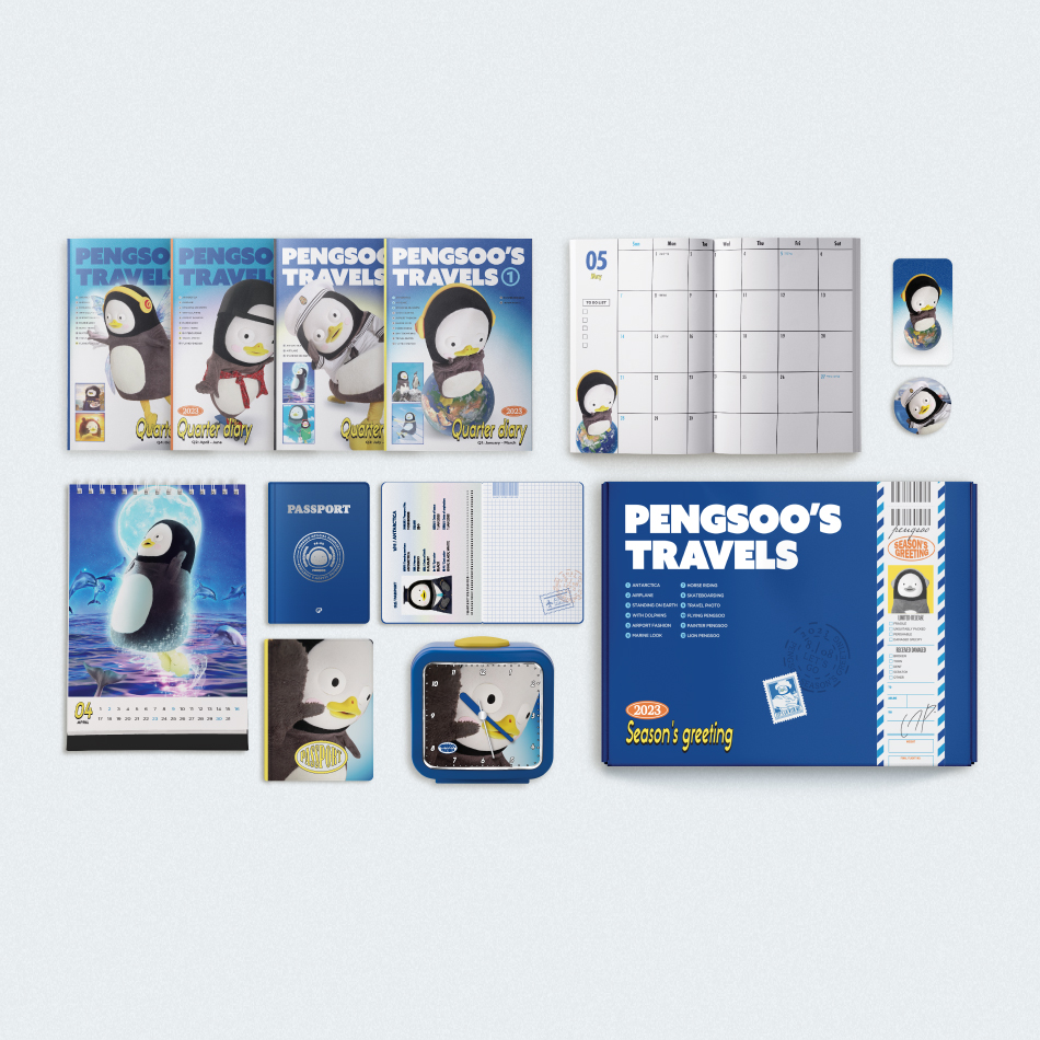 2023 펭수 시즌 그리팅 예약판매
<펭수 2023 시즌 그리팅 세트>

구매 특전
📌펭수 대면 팬사인회 당첨권 총 21명 추첨

* 장소: 스타필드 코엑스, 하남, 고양 예정
* 일정: 추후 공지
* 자세한 내용은 이벤트 페이지(bit.ly/3VXWB6b) 확인

aladin.kr/p/eQtvJ