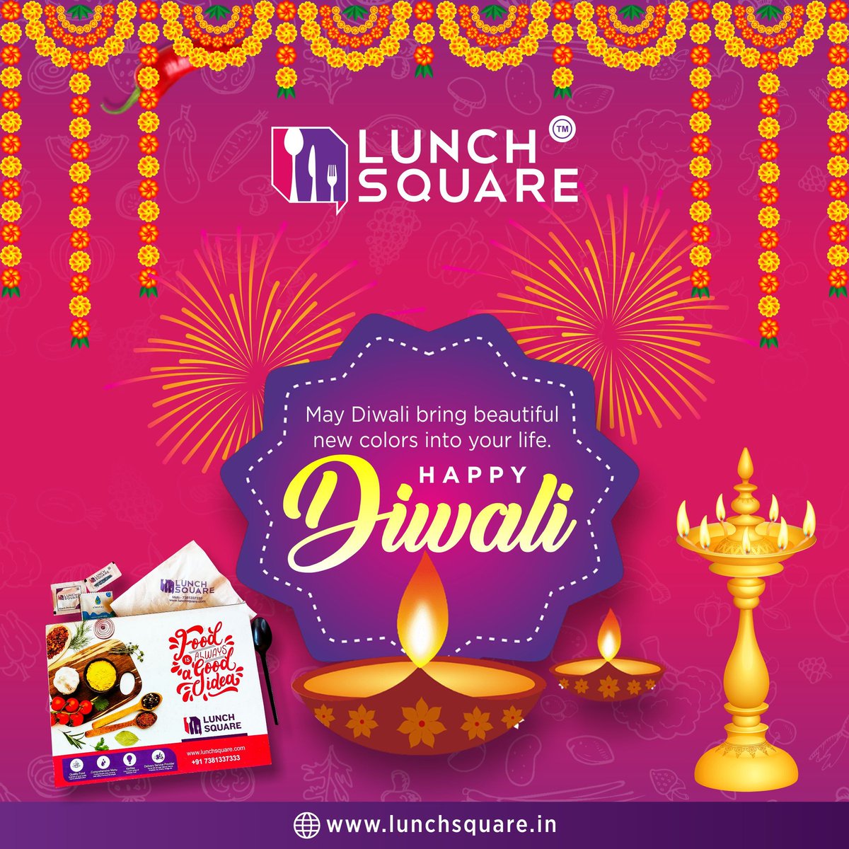 LunchSquare's tweet photo. May Diwali Bring Beautiful New Colors Into Your Life.

Lunch Square, Wishing You All A Happy Diwali. https://t.co/qf5k1sC9sM