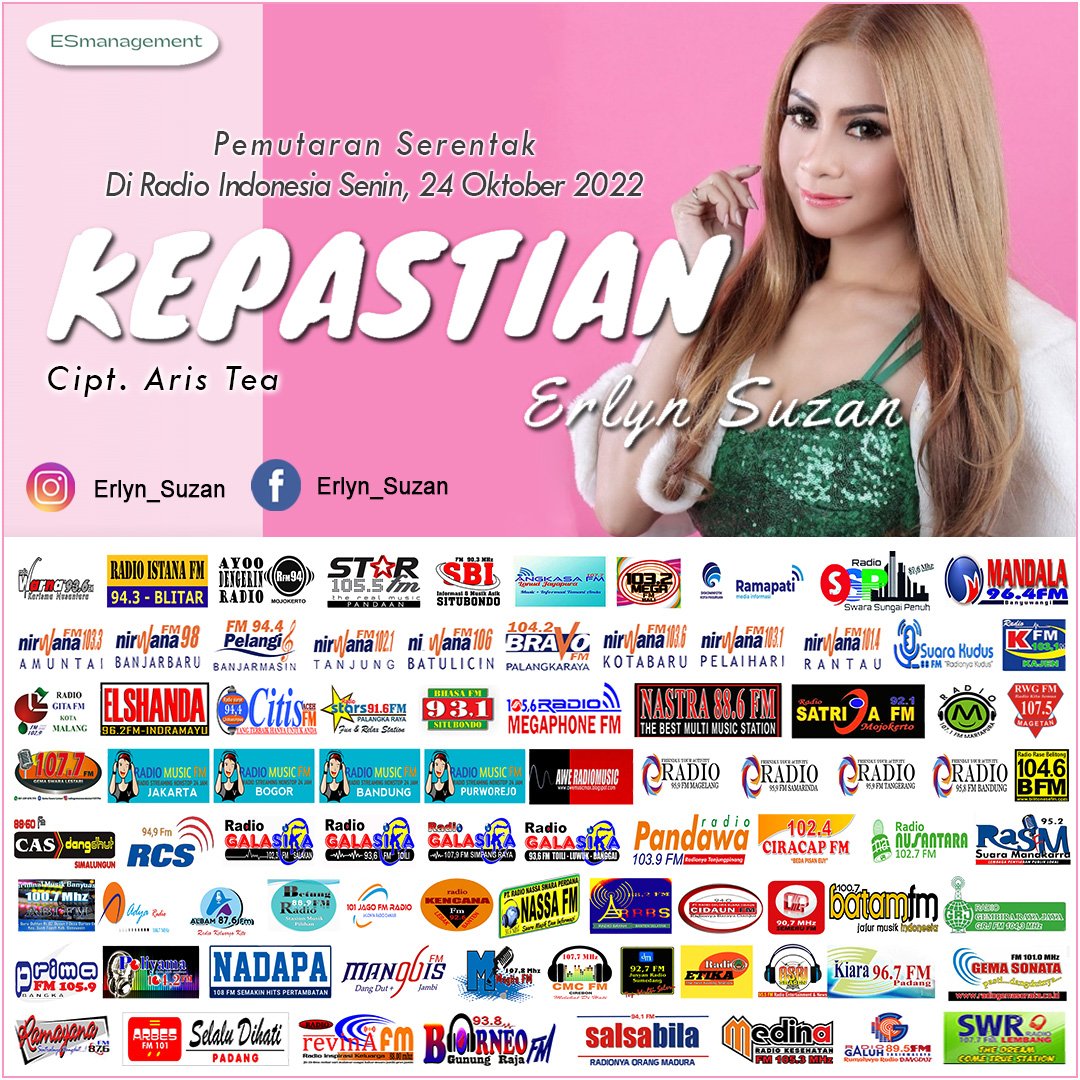 RadioIstanaBlt's tweet photo. Dengerin 📻 @RadioIstanaBlt hari ini 🗓️ 24/10/2022 🎧 #PemutaranSerentak 👉 @ErlynSuzan - Kepastian 👈 CC #ESManagement @HendraDutt #ErlynSuzanKepastian https://t.co/YjvJjeGggK