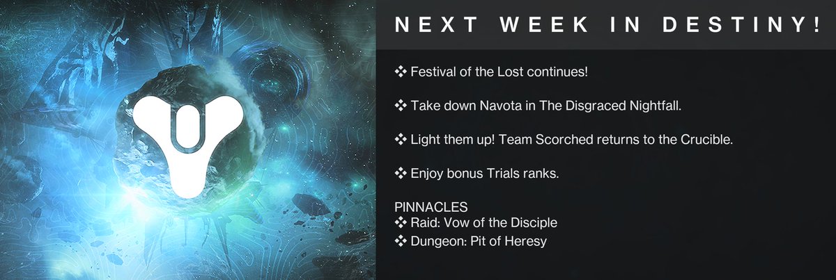 DestinyVeterans's tweet photo. N E X T  W E E K  I N  D E S T I N Y !
#Destiny #Destiny2 https://t.co/l6s9P4sr6e