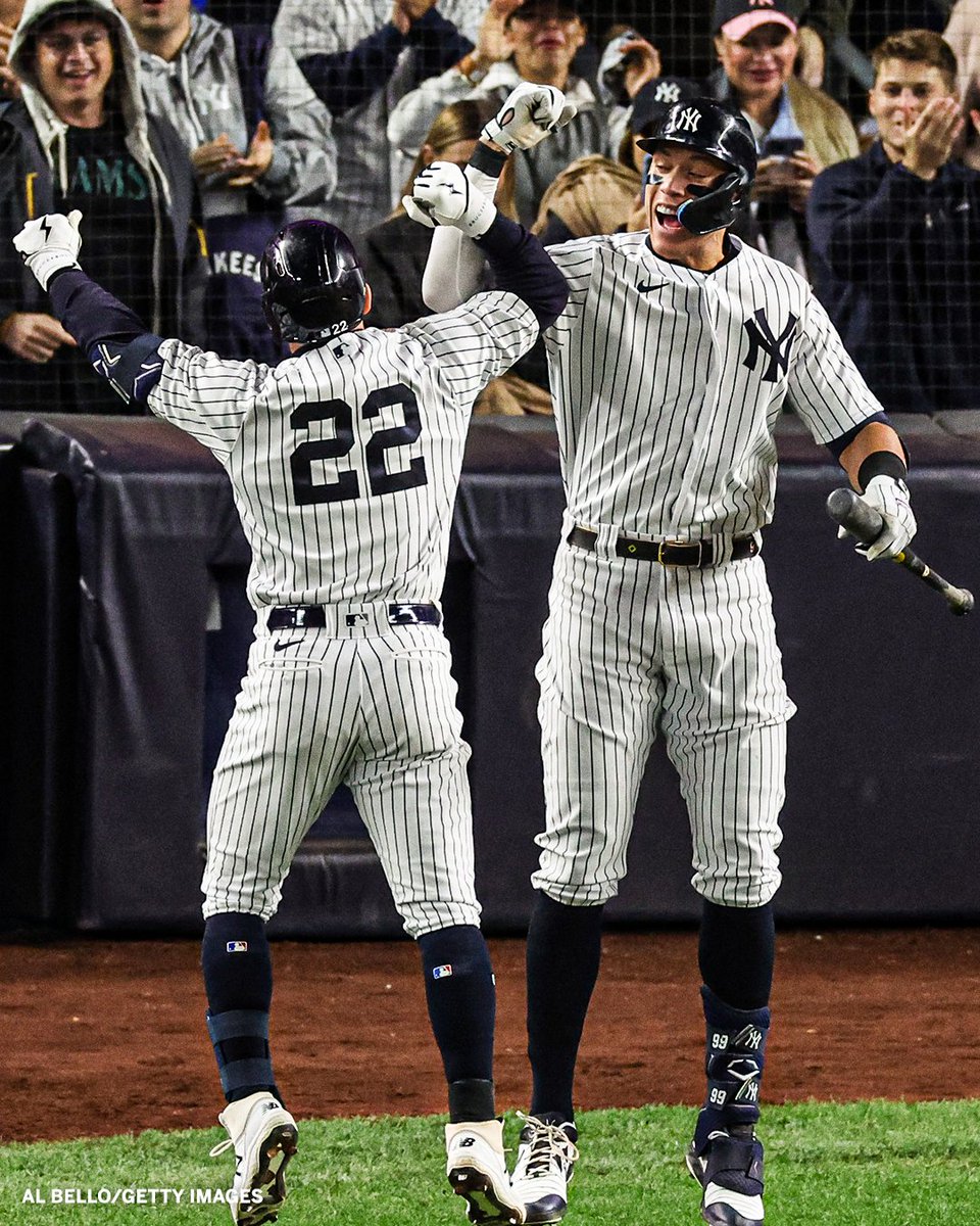espn's tweet image. What a season for Aaron Judge and the Yankees 🗽

🗽 AL East champions
👨‍⚖️ AL single-season home run record (62 HR)
🗽 30th straight winning season