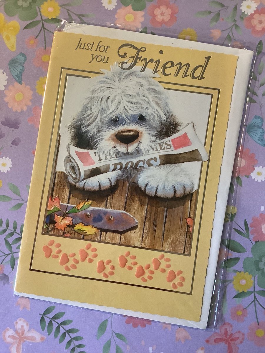 WatsonsVintage's tweet photo. Only £3.00 each for these ADORABLE Cards in my #etsyshop #RARE Vintage/Retro Unused Circa 1980s 'Just for you Friend' Birthday Card - Cute Dog with Newspaper Design - Vintage/Dog Loving Friend  Card https://t.co/8r5YlQqfsO #1980s #FriendBirthdayCard #DogDesignCard #NostalgicCard https://t.co/JLS43ZQ36S