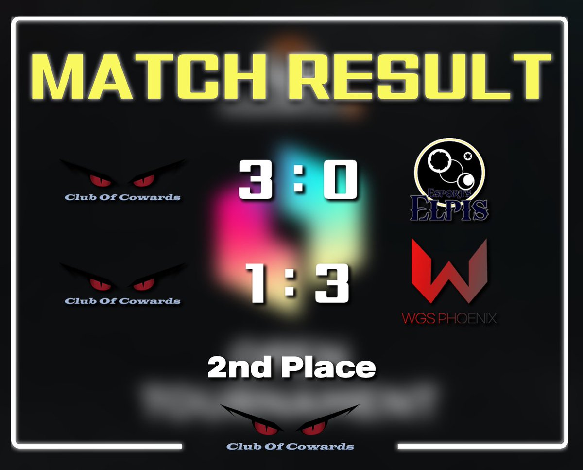 [Match Result]
오픈토너먼트에서 COC 팀이 준결승에서  Elpis 팀을 3 : 0 
으로 승리하여 결승에 진출했지만 아쉽게 WGS 팀에게
 3 : 1 로 패배하여 준우승을 차지했습니다. 응원해 주신 팬분들께 감사하며 더욱 열심히 준비해서 트라이얼에서 좋은 성적 보여드리겠습니다.