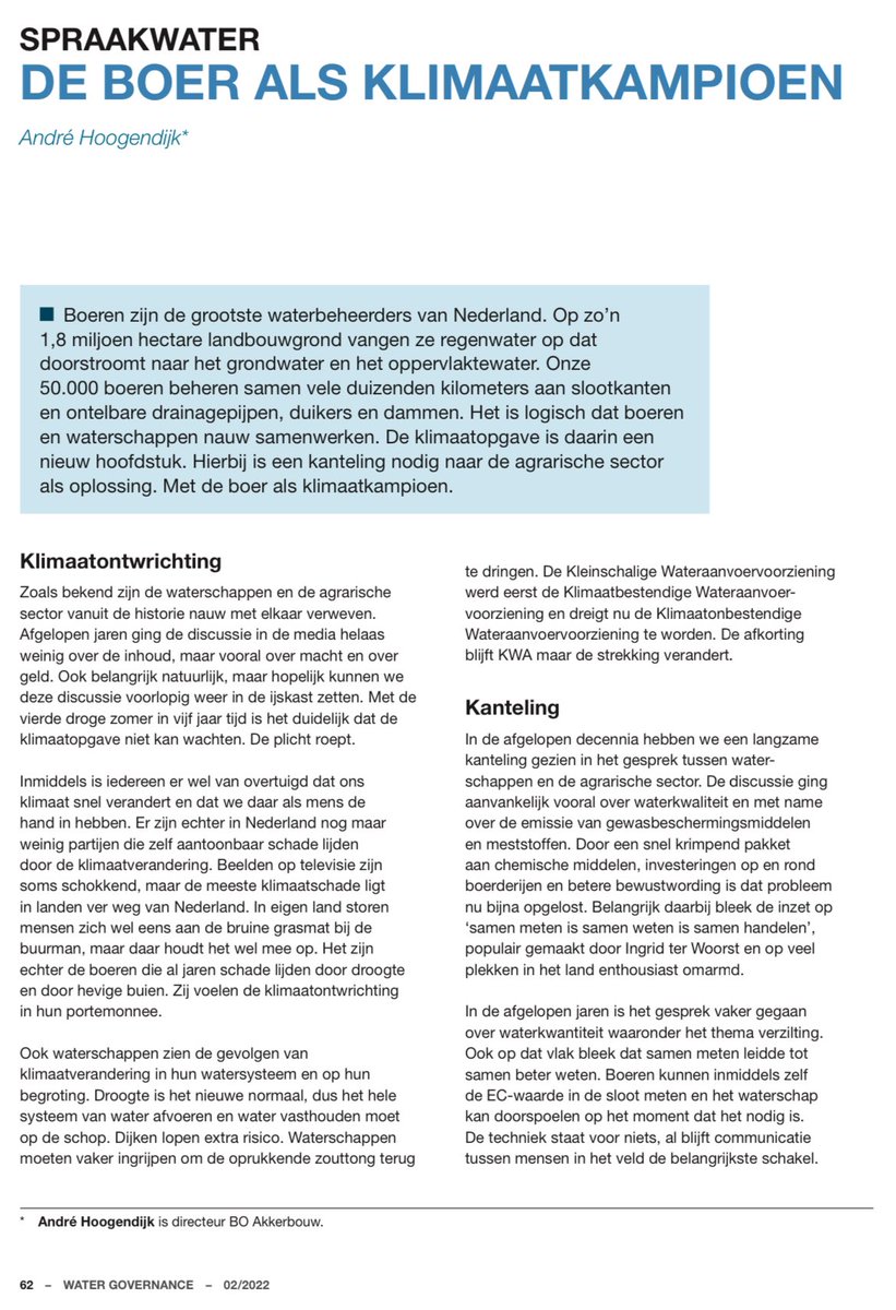 andrehoogendijk's tweet photo. “De boer als klimaatkampioen”

Mijn bijdrage in het nieuwe nummer van Water Governance met als thema Klimaatactie! #COP27 

Lees het hele nummer hier 👇
https://t.co/lwfRRd5M2V https://t.co/aHGosi5b6O