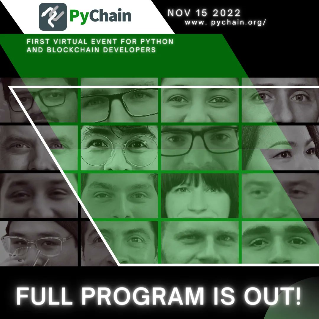 PyChainConf's tweet photo. 🥁PyChain Program Agenda is out now! 🥁
Check out the amazing lineup talks we have installed for the first ever Python and blockchain developer conference #PyChain.
Meet our speakers 💪💪
Grab your FREE ticket here:
https://t.co/x0dbZK3oid https://t.co/OyT9VINkgP