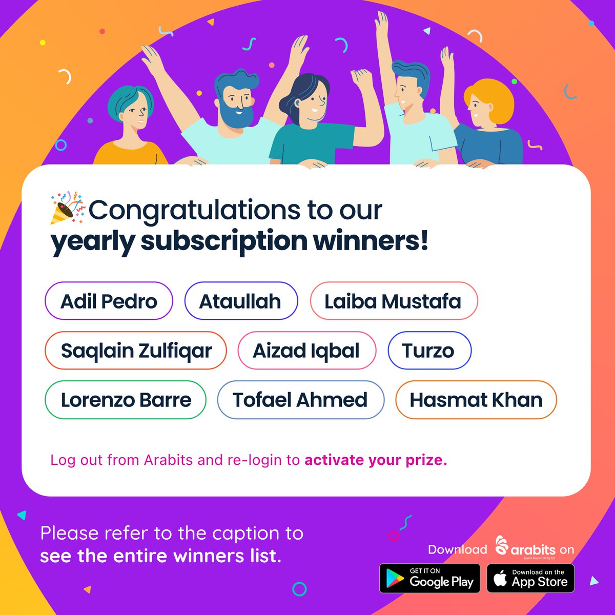 ArabitsApp's tweet photo. 📣 Congratulations, to all the winners and participants of social competition Oct 2022!

🏆Other winners: Check comments.
Those who liked our page/post: 

⬇️Download Arabits App: https://t.co/WjFQVAdqRA, share your Arabits username in comment and win a paid Level!
#arabitsapp https://t.co/K4ysCJURnI