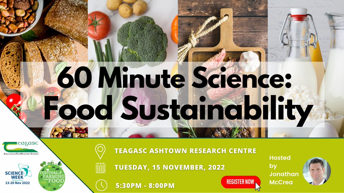 teagasc's tweet photo. Join us for 60 Minutes of Science on food sustainability! Hear from Teagasc scientists on food sustainability + safety + environmental effects #ScienceWeek #FestFarmFood
🔗 Register https://t.co/pPOKXZyXcg
November 15 | 5.30pm – 8pm | Teagasc Ashtown Food Research Centre https://t.co/5rM5ONAJTM