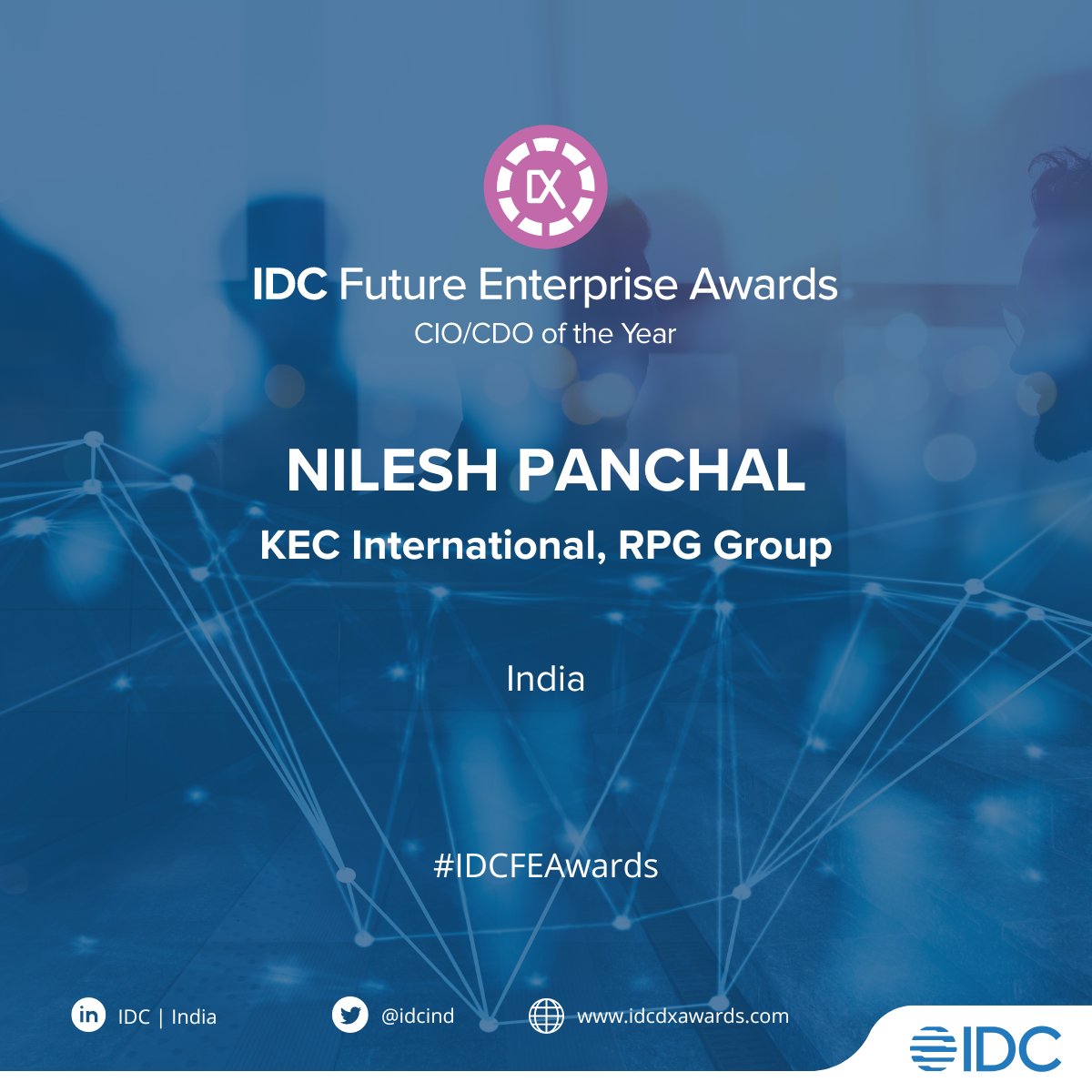 IDCInd's tweet photo. Nilesh PANCHAL, Head - Digital Transformation, @KEC_Intl won in the CDO of the Year.
More details on #IDCFEAwards India winners here: https://t.co/k8FphregOg
#IDCFEA #IDCDXSummit #cio #techleader #india https://t.co/08cnNJLfli
