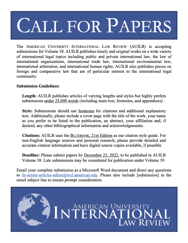 AUILR's tweet photo. We are currently accepting submissions for Volume 38! https://t.co/FUQaaooyrn