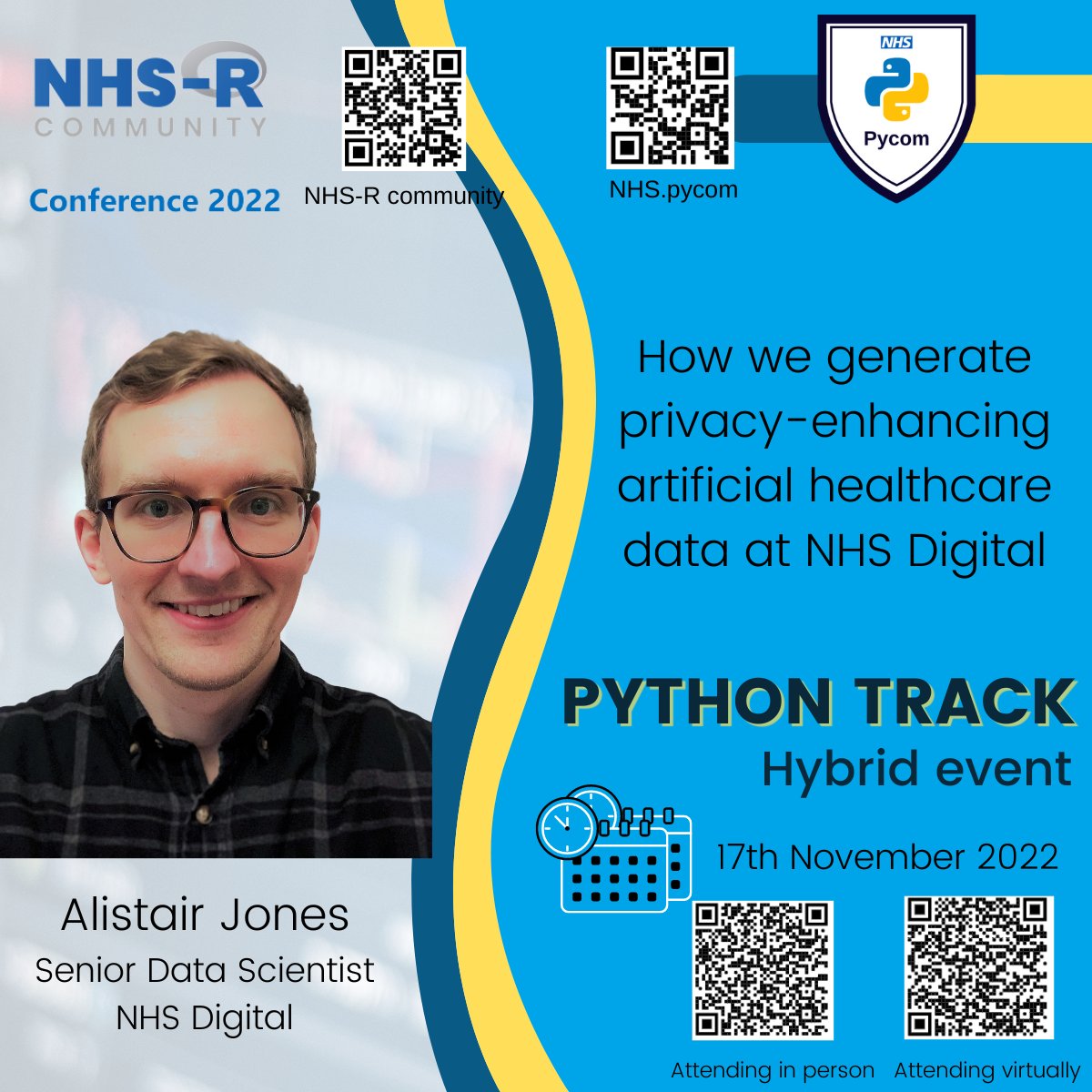 NHS Python Community (@nhspycom) on Twitter photo Privacy of personal data is a key issue as healthcare becomes more data-driven every day. Speaking about <a href="/NHSDigital/">NHS England Transformation</a> 's work in generating privacy-enhancing artificial healthcare data at nhs-pycom.net/nhs-r-conferen… on 17/11 is Alistair Jones <a href="/NHSEngland/">NHS England</a> #Python #NHS #privacy #data Privacy of personal data is a key issue as healthcare becomes more data-driven every day. Speaking about <a href="/NHSDigital/">NHS England Transformation</a> 's work in generating privacy-enhancing artificial healthcare data at nhs-pycom.net/nhs-r-conferen… on 17/11 is Alistair Jones <a href="/NHSEngland/">NHS England</a> #Python #NHS #privacy #data