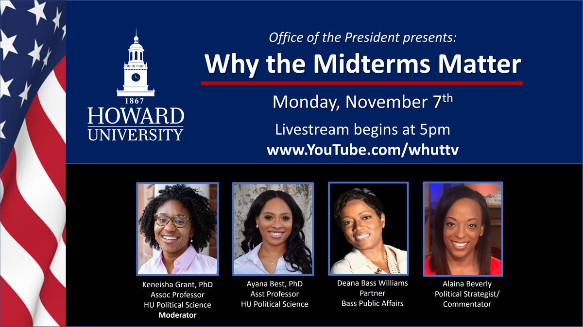 Join us for Why The Midterms Matter, a conversation about the midterm elections via <a href="/HowardU/">Howard University</a>'s <a href="/whuttv/">WHUT</a> YouTube live stream!
TODAY | 5PM | youtube.com/whuttv
#BlackWomenExperts
#HBCUsMatter
#WomenAlsoKnowStuff