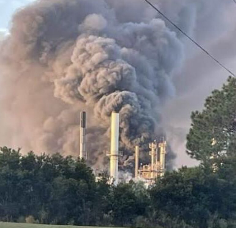 There were 3 explosions, then a massive fire, still burning, at the Brunswick, GA Symrise Plant. It makes food, beverages, dog food, and pharmaceuticals. The 3-mile radius around it have been evacuated. 
No coincidences!