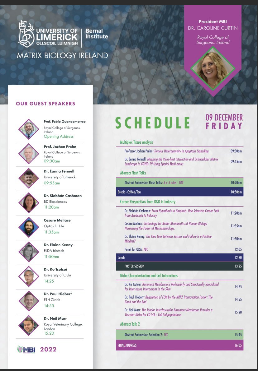 Olwyn Mahon (@olwynmahon) on Twitter photo Day 2️⃣ is jam packed with ‘Multiplex Tissue Analysis’, ‘Career Perspectives from R&D in Industry’, ‘Niche Characterisation and Cell Interactions’, FLASH TALKS ⚡️ and a Poster session 📄
Don’t miss <a href="/EannaFennell/">Éanna Fennell</a> <a href="/ProfJochen/">Prof Jochen Prehn</a> <a href="/elaneyk1/">Elaine Kenny @elaneyk.bsky.social</a> <a href="/ELDAbiotech/">ELDA biotech</a> <a href="/Optics11Life/">Optics11 Life</a> <a href="/BDBiosciences/">BD Biosciences</a> 🔬 Day 2️⃣ is jam packed with ‘Multiplex Tissue Analysis’, ‘Career Perspectives from R&D in Industry’, ‘Niche Characterisation and Cell Interactions’, FLASH TALKS ⚡️ and a Poster session 📄
Don’t miss <a href="/EannaFennell/">Éanna Fennell</a> <a href="/ProfJochen/">Prof Jochen Prehn</a> <a href="/elaneyk1/">Elaine Kenny @elaneyk.bsky.social</a> <a href="/ELDAbiotech/">ELDA biotech</a> <a href="/Optics11Life/">Optics11 Life</a> <a href="/BDBiosciences/">BD Biosciences</a> 🔬