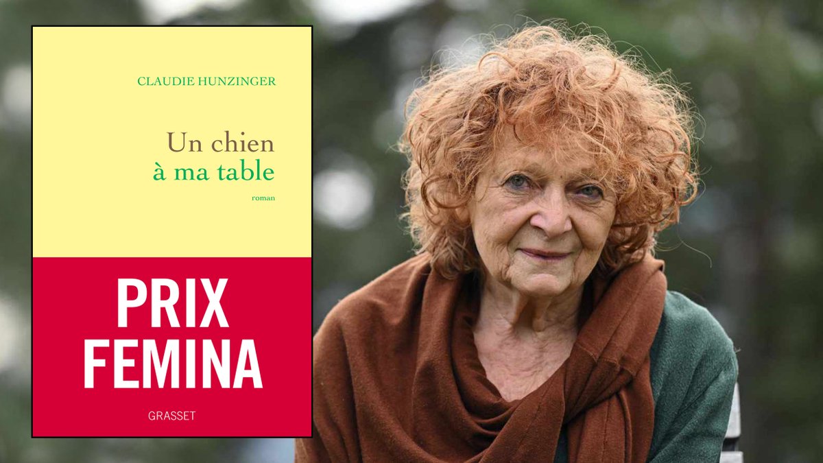 La romancière #ClaudieHunzinger a remporté ce lundi 7 novembre 2022 le #PrixFemina pour son #roman « Un chien à ma table » aux éditions #Grasset.