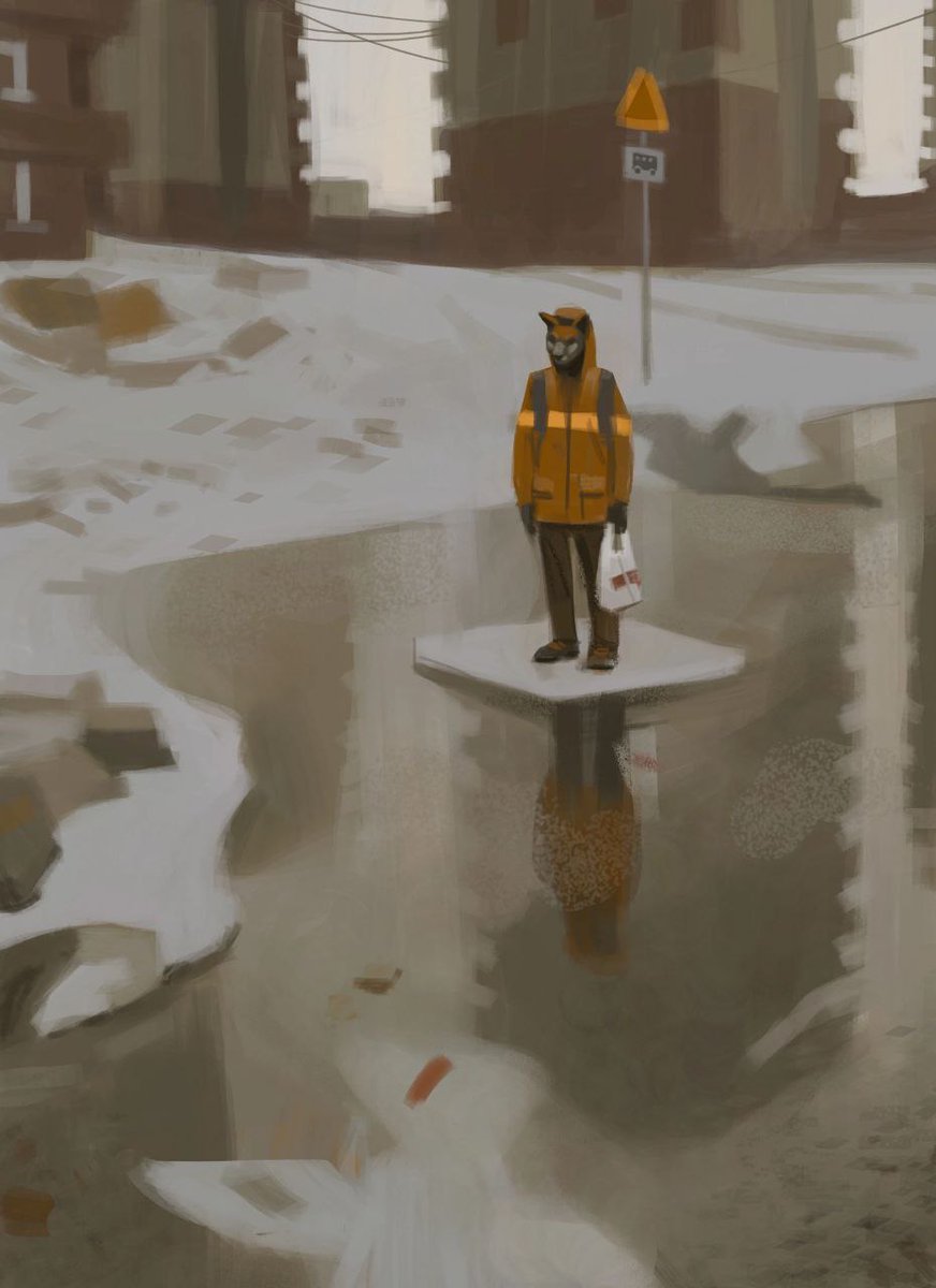 ARNItheNERD's tweet photo. unfinished art of this little guy waiting for the bus. I returned to drawing for the soul. 
#illustration #art https://t.co/ekf3plWSU5