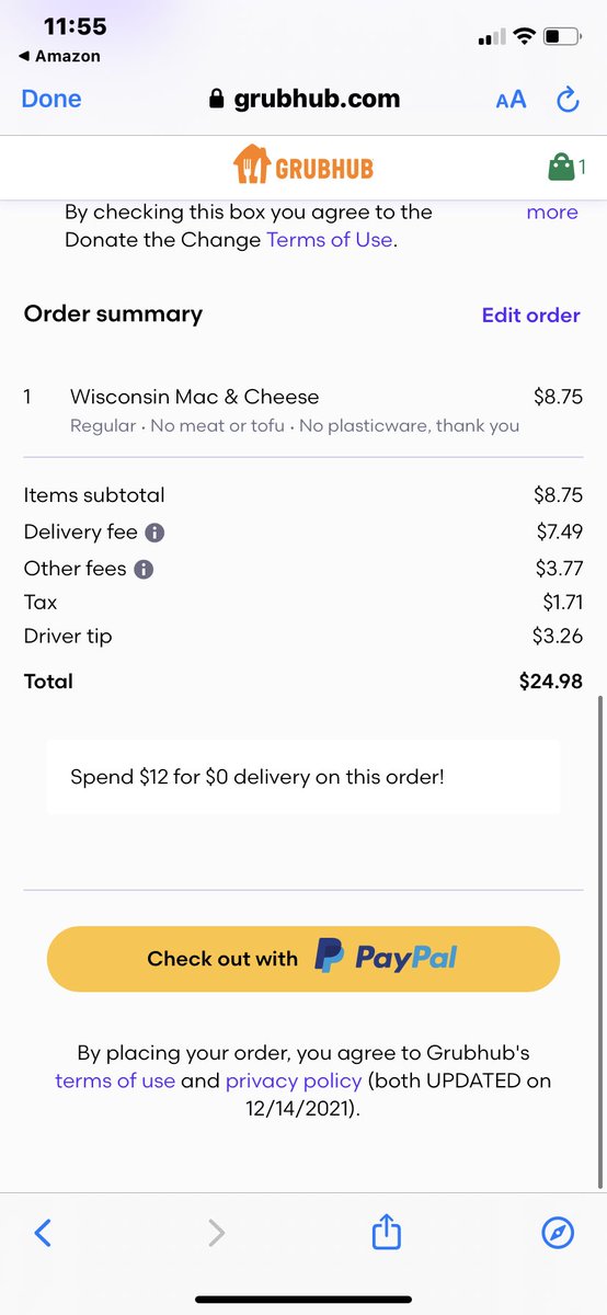This is everything wrong with <a href="/Grubhub/">Grubhub</a>, whereby a bowl of Mac and cheese costs $25! 🤣 Even though I have “free” delivery through Amazon Prime. #isthisajoke #gtfo
