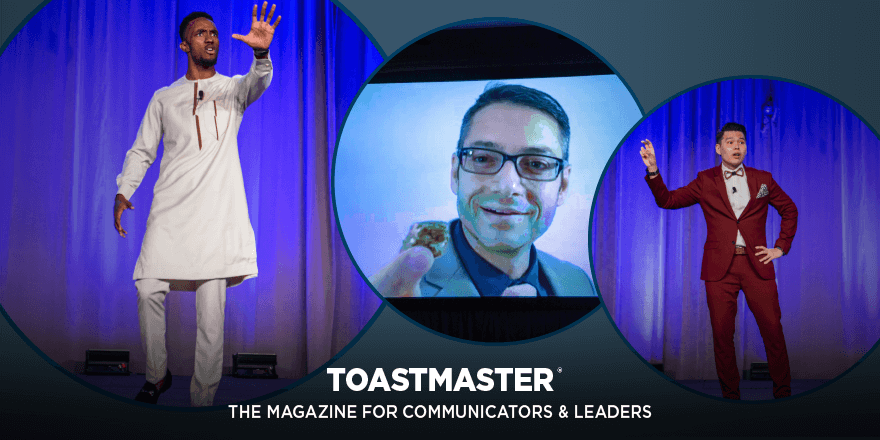 Toastmasters's tweet photo. Read, Watch, and Listen! 

Go behind the scenes with 2022 World Champion Cyril Junior Dim and learn about his journey to the stage—from how he prepared to the moments before his speech. 
https://t.co/WLDqV0HQ8b 
#toastmasters #talkingtoastmasters #publicspeaking #champions https://t.co/8gCEhN1UEP