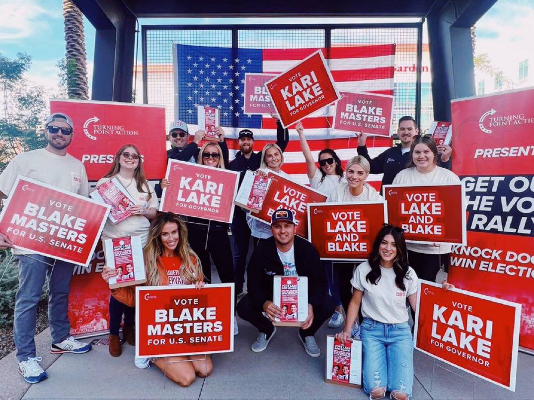 charliekirk11's tweet image. Turning Point Action is flooding the zone. I'm so proud of our amazing team for successfully executing on 200+ GOTV events and rallies all over the country. We're not done yet. Spring to the finish line! Vote like we're down 2%