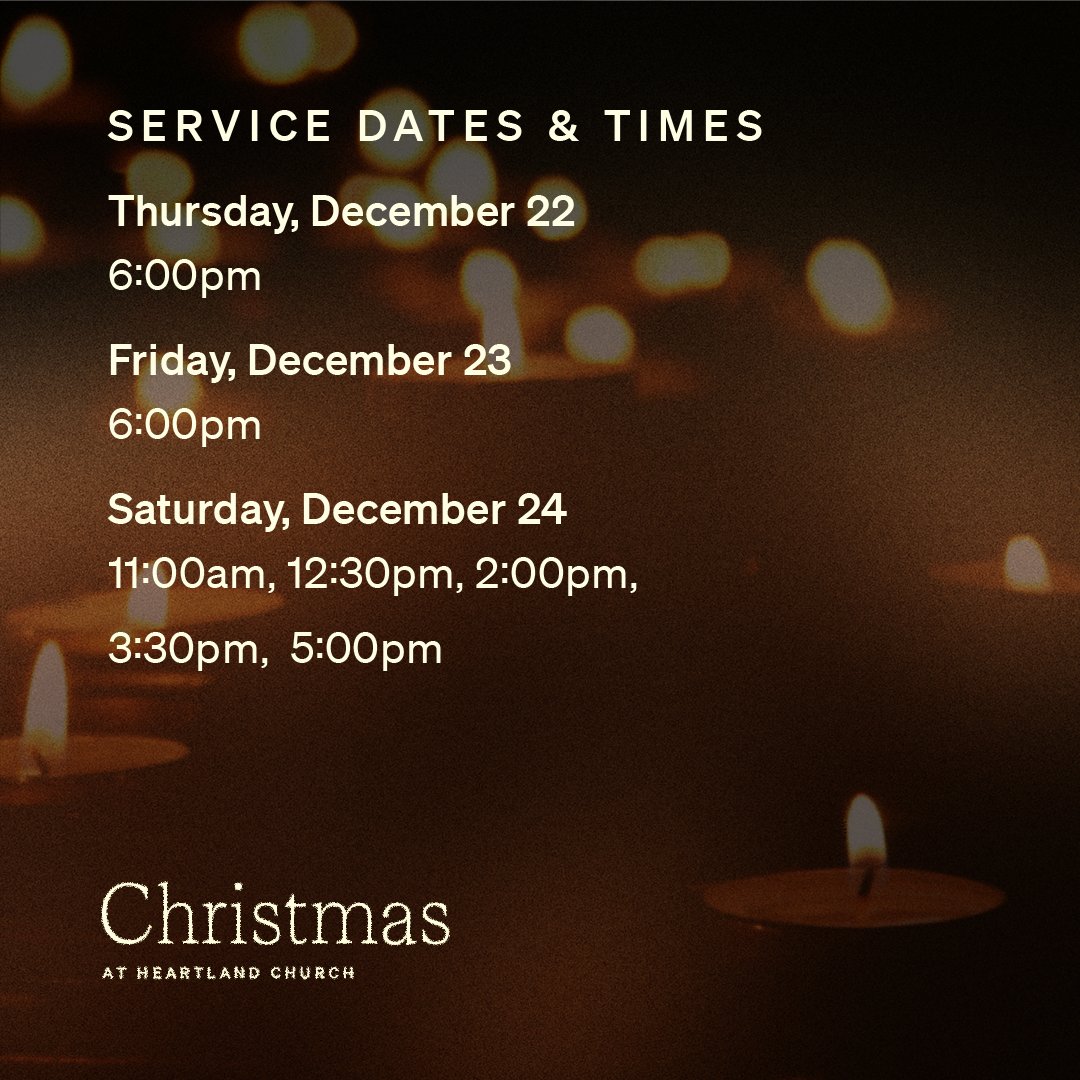 Christmas is right around the corner and we have planned an amazing, beautiful service that you won’t want to miss. — To help us plan, let us know you’re coming by reserving your seats at heartlandchurch.com.