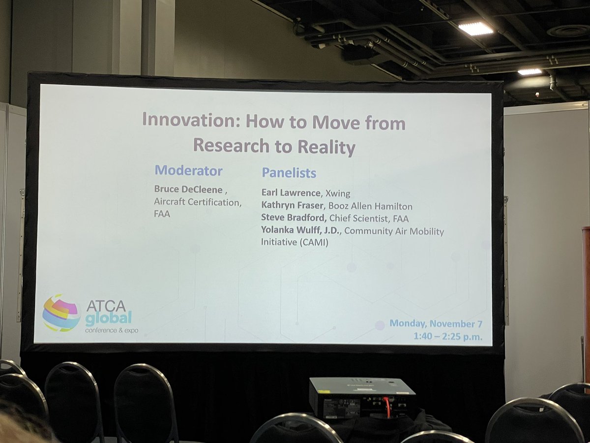 CraigSwansonVA's tweet photo. Engaging panel discussing advanced air mobility (#AAM) @ATCA_now with @FAANews, @BoozAllen, @xwinginc, @camiairmobility —> energy storage, future infrastructure, new services, integrated transportation services, safety… come engage with us #Booth426 https://t.co/dIbyrKFHaR