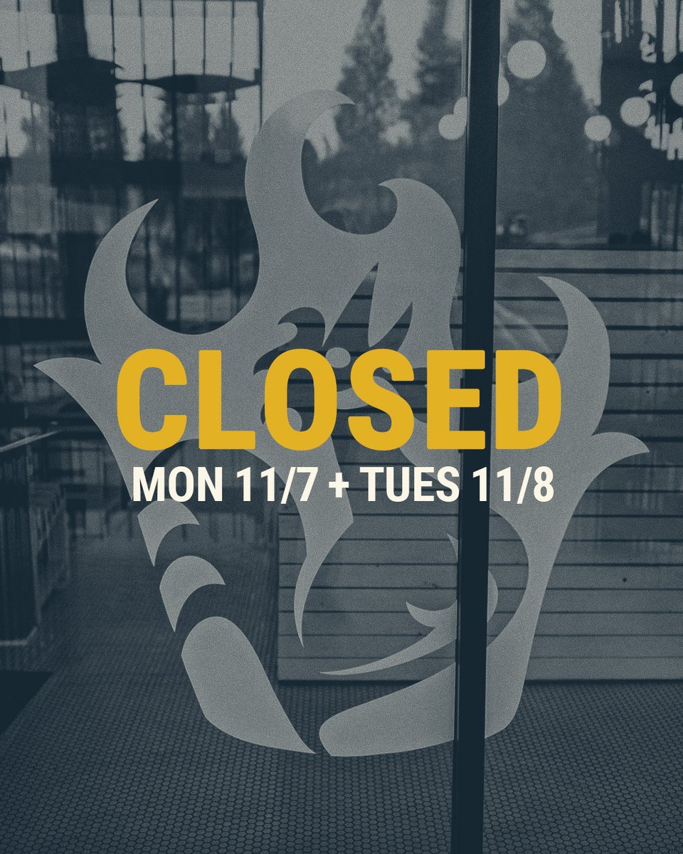 👷 We'll be closed today (11/7) and tomorrow (11/8) for some building repairs. See you Wednesday.