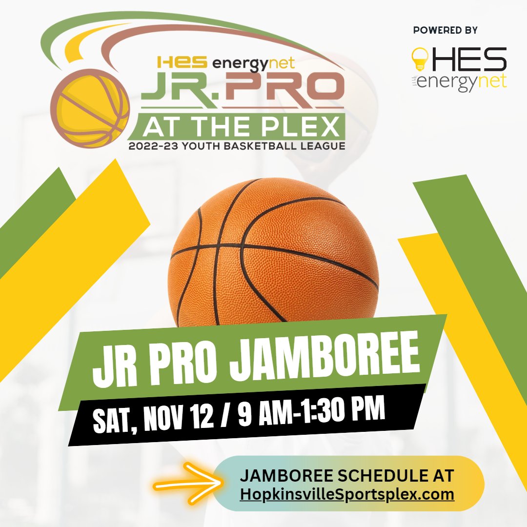 🤩 Our Jr Pro Jamboree is THIS SAT at #ThePlex! 🏀 We can't wait to see all our Jr Pro teams and kick off this season powered by <a href="/HopElectric/">HES | energynet</a>! 💡

➡️ SAT SCHEDULE: tinyurl.com/2022-Jamboree

#JrProAtThePlex #youthbasketball #youthbasketballleague #jamboree2022 #basketballshowcase