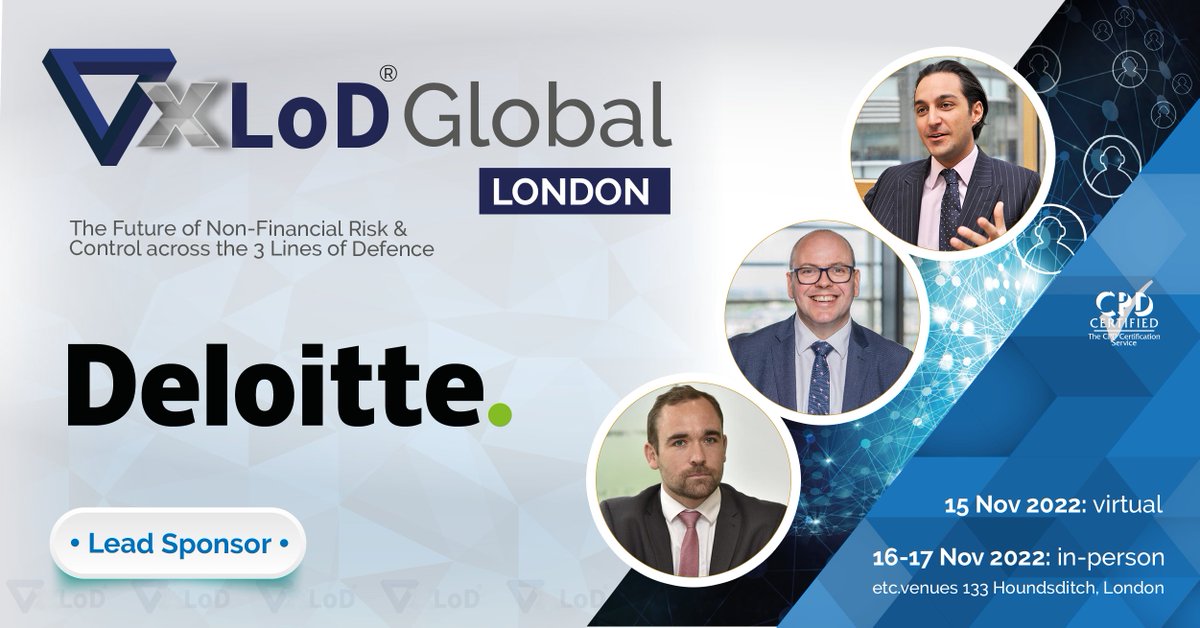 There's just 1 week to go until #XLoD22London. ⏰ 

Join Steve Farrell, Rafik Ishani and Barry Liddy, alongside leading financial institutions and regulators to discuss the future of non-financial risk and control.

Register here 👉: bit.ly/3cZ6P41