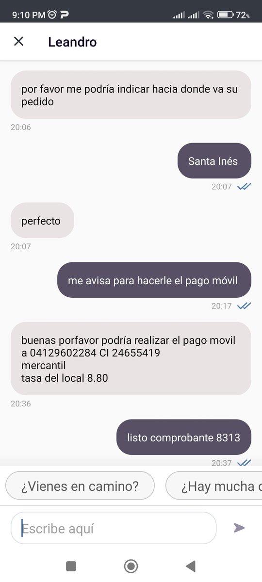 Marijojoto_'s tweet photo. En general siempre había recibido un servicio excelente por parte de @PedidosYaVzla, pero ayer me pasó el peor de los inconvenientes. Les cuento para que estén pendientes 🧵

Hago un pedido de comida y al habilitarse el chat con el rider (Andrew) me pide realizar el pago móvil https://t.co/vnWcODHtkx