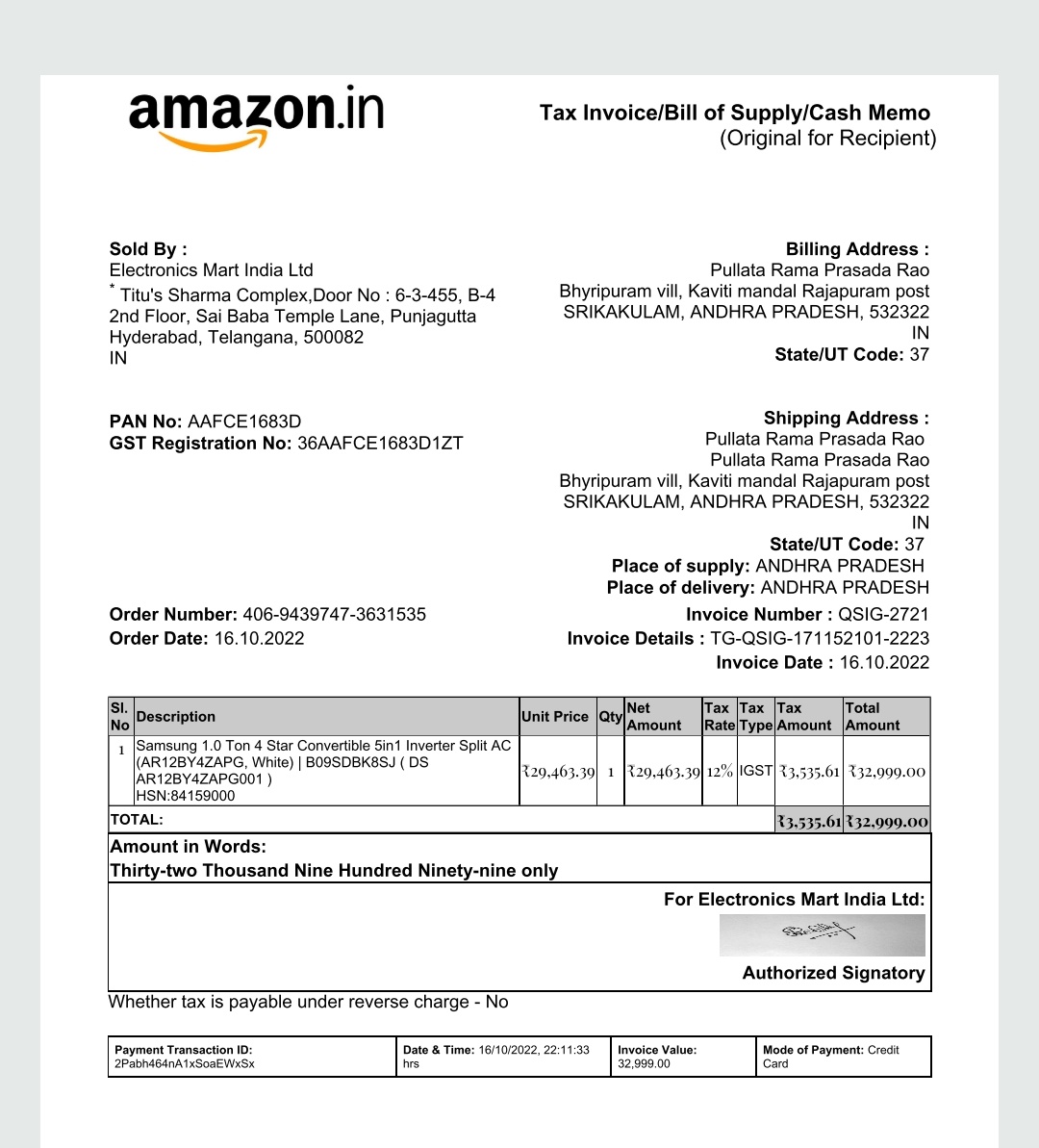 PullataRaaz's tweet image. Dear @amazonIN @amazon why is the product not getting installed till now @Samsung @SamsungIndia even after 10 days of delivery #falsecommitment #falsecommunication #worstservice
