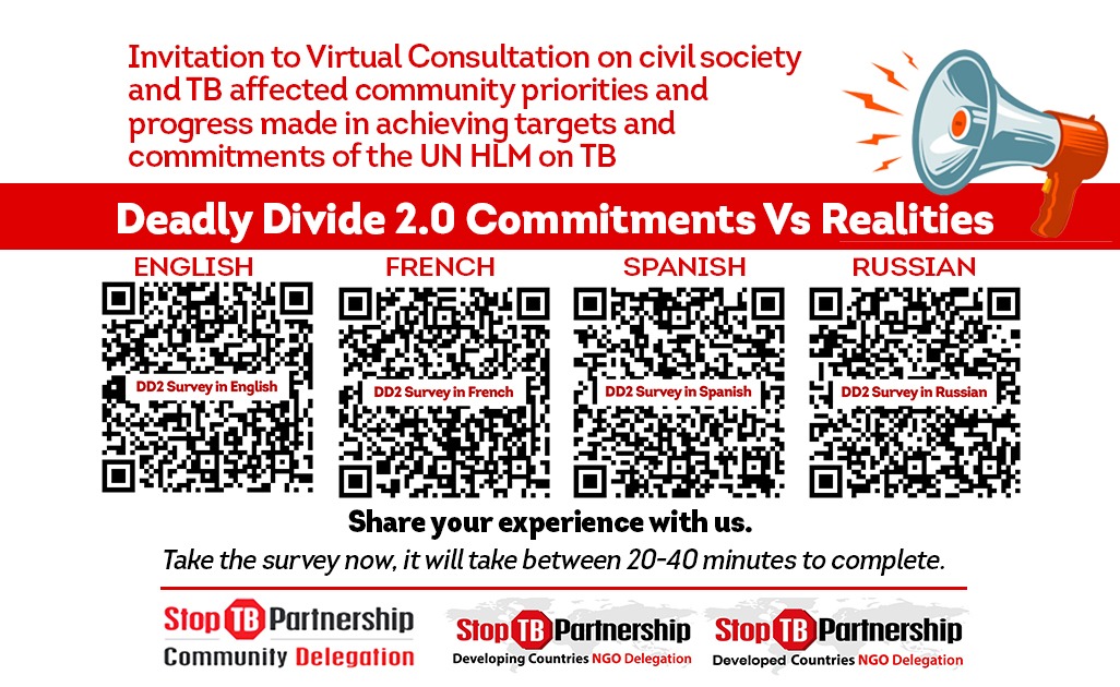 Dr. Robyn Christine Waite (PhD) (@waiterobyn) on Twitter photo Have you been affected by #TB or are you working in a community capacity to #EndTB? If yes, PLS take some time to complete this <a href="/StopTB/">Stop TB Partnership</a> delegations survey to contribute to the community perspective & calls to action in the lead up to the 2023 UN HLM on TB. stoptbdevelopingngo.org/deadly-divide-… Have you been affected by #TB or are you working in a community capacity to #EndTB? If yes, PLS take some time to complete this <a href="/StopTB/">Stop TB Partnership</a> delegations survey to contribute to the community perspective & calls to action in the lead up to the 2023 UN HLM on TB. stoptbdevelopingngo.org/deadly-divide-…