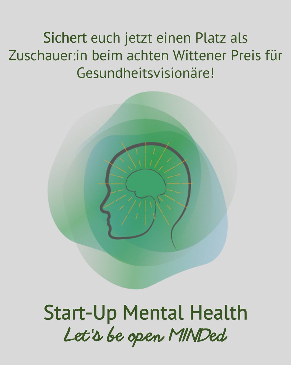 WPfG2022's tweet photo. 👉Meldet euch jetzt als Zuschauer:in für den diesjährigen Wittener Preis für Gesundheitsvisionäre an und seid live dabei, wenn unsere sechs Finalist:innen gegeneinander antreten! 
🗓️08. Dezember
📍Uni Witten/Herdecke

@ATLASdigiHealth @uniwitten 
 #mentalhealth  #letsbeopenminded https://t.co/QtxYODfY8P