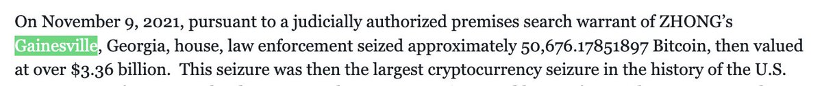 >Largest ever crypto seizure
>50k BTC
>Residence of   * checks notes *   GAINSville

Screenwriters having a jolly good laugh
