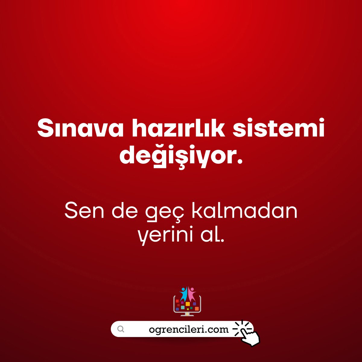 Alışık olduğumuz sınava hazırlık sistemi değişiyor. 
Online, her an ulaşılabilir, çok tekrarlı sınava hazırlık sistemi ile sınavı kazanmak kolaylaşıyor. 
Sen de yeni sistemde yerini almak için hemen öğrencimiz ol.
#TYT #AYT #KPSS #DGS #ALES #KAYMAKAMLIK #HAKİMLİK