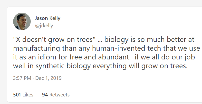 crc8's tweet photo. "...shortage of #bioreactors and fermentation capacity...obvious bottlenecks for the Bioeconomy, what if they aren’t?...a different idea: the #biologization of industry."
[@ElliotHershberg]ht @packyM 
#synBio #India_Scale_India_Price
https://t.co/6Fg3CAa81V https://t.co/HzKLom2S7K