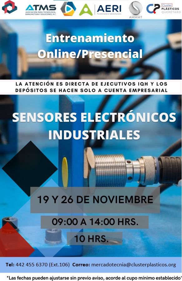 🔊CURSO - SENSORES ELECTRONICOS INDUSTRIALES
⭕SOLICITA EL TEMARIO⭕
👉Mayor Información
✔Teléfonos: (442) 455 6370 (Ext. 106)
✔WhatsApp: +52 442 601 0709
✔Correo: mercadotecnia@clusterplasticos.org
#Capacitación #presencial #online #industria #sensoreselectronicos #plastico